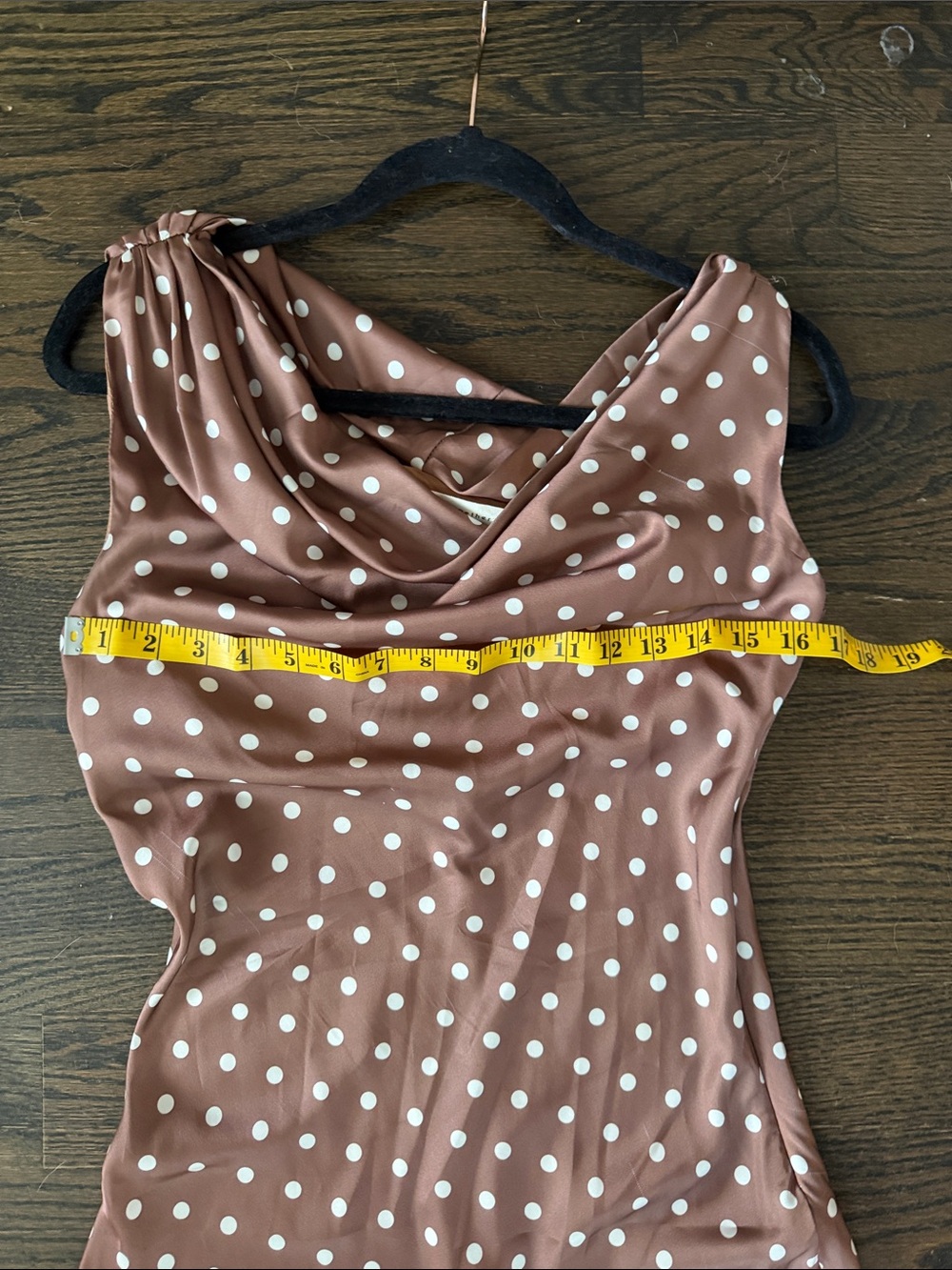 Brown Polka Dot Cowl Neck Midi Dress - Picture 11 of 15